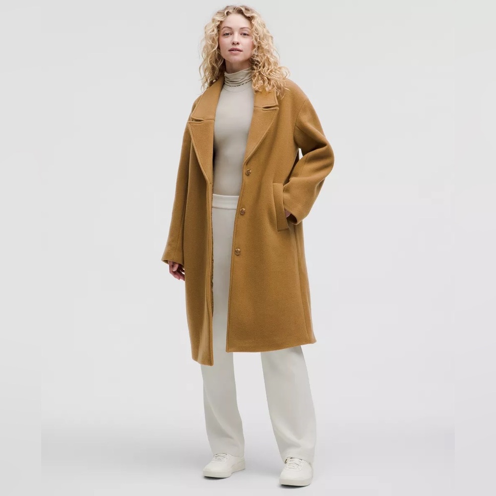 NWT Lululemon Relaxed‎ Fit Wool Overcoat Camel Brown Medium
